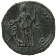 Sestertius - Faustina the Younger IVNO S C; Juno, Rome, 161-176 reverse image