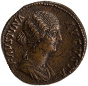Sestertius - Faustina the Younger IVNONI LVCINAE S C; Juno obverse image
