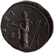 Sestertius - Faustina the Younger LAETITIA S C; Laetitia, Rome, 161-176 reverse image