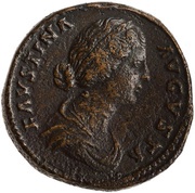 Sestertius - Faustina the Younger LAETITIA S C; Laetitia obverse image