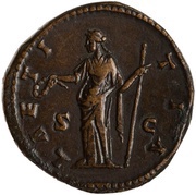 Sestertius - Faustina the Younger LAETITIA S C; Laetitia, Rome, 161-176 reverse image