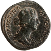 Sestertius - Faustina the Younger, Commodus, and Antoninus Pius SAECVLI FELICIT S C obverse image