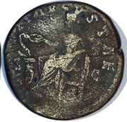 Sestertius - Faustina the Younger SALVTI AVGVSTAE S C; Salus, Rome, 161-176 reverse image