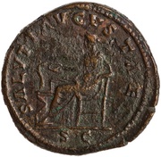 Sestertius - Faustina the Younger SALVTI AVGVSTAE S C; Salus, Rome, 161-176 reverse image