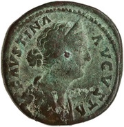Sestertius - Faustina the Younger TEMPOR FELIC S C; Fecunditas obverse image
