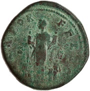 Sestertius - Faustina the Younger TEMPOR FELIC S C; Fecunditas, Rome, 161-176 reverse image