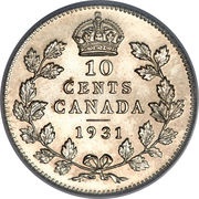 10 Cents - George V, Canada, 1920-1936 reverse image