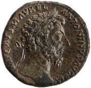 Sestertius - Marcus Aurelius SALVTI AVGVSTOR TR P XVII COS III S C; Salus obverse image