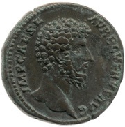 Sestertius - Lucius Verus FELIC AVG TR P III COS II S C obverse image
