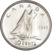 10 Cents - George VI w/o IND:IMP:, Canada, 1948-1952 reverse image