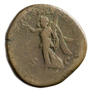 Sestertius - Marcus Aurelius TR P XVII IMP II COS III S C; Victory, Rome, 163-164 reverse image