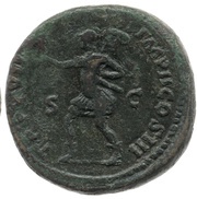 Sestertius - Marcus Aurelius TR P XVIII IMP II COS III S C; Mars, Rome, 163-164 reverse image
