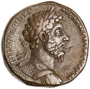 Sestertius - Marcus Aurelius TR P XVIII IMP II COS III S C; Mars obverse image