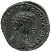 Sestertius - Marcus Aurelius TR P XVIII IMP II COS III S C; Minerva obverse image