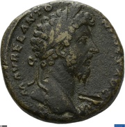Sestertius - Marcus Aurelius TR P XVIII IMP II COS III S C; Minerva obverse image