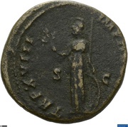 Sestertius - Marcus Aurelius TR P XVIII IMP II COS III S C; Minerva, Rome, 163-164 reverse image