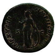 Sestertius - Marcus Aurelius TR P XVIII IMP II COS III S C; Minerva, Rome, 163-164 reverse image