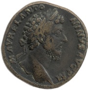 Sestertius - Marcus Aurelius TR P XVIII IMP II COS S C; Victory obverse image
