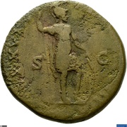 Sestertius - Marcus Aurelius TR POT XVIII IMP II COS III S C; Mars, Rome, 163-164 reverse image