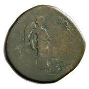 Sestertius - Marcus Aurelius VICT AVG TR P XVIII IMP II COS III S C; Victory, Rome, 163-164 reverse image