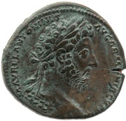 Sestertius - Marcus Aurelius VICT AVG TR P XVIII IMP II COS III S C; Victory obverse image