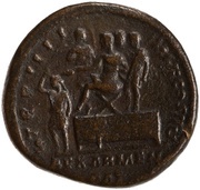 Sestertius - Lucius Verus and Sohaemus of Armenia TR P IIII IMP II COS II S C REX ARMEN DAT, Rome, 163-164 reverse image