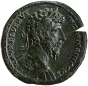 Sestertius - Lucius Verus and Sohaemus of Armenia TR P IIII IMP II COS II S C REX ARMEN DAT obverse image