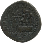 Sestertius - Lucius Verus and Sohaemus of Armenia TR P IIII IMP II COS II S C REX ARMEN DAT, Rome, 163-164 reverse image