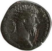 Sestertius - Lucius Verus and Sohaemus of Armenia REX ARMENIIS DATVS IMP II TR P IIII COS II S C obverse image