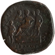 Sestertius - Lucius Verus and Sohaemus of Armenia REX ARMENIIS DATVS IMP II TR P IIII COS II S C, Rome, 163-164 reverse image