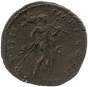 Sestertius - Lucius Verus TR P IIII IMP II COS II S C; Mars, Rome, 163-164 reverse image
