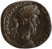 Sestertius - Lucius Verus TR P IIII IMP II COS II S C; Hercules obverse image
