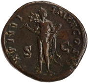 Sestertius - Lucius Verus TR P IIII IMP II COS II S C; Hercules, Rome, 163-164 reverse image