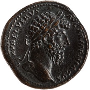 Sestertius - Lucius Verus TR P IIII IMP II COS II S C; Victory obverse image