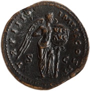 Sestertius - Lucius Verus TR P IIII IMP II COS II S C; Victory, Rome, 163-164 reverse image
