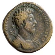 Sestertius - Marcus Aurelius TR POT XIX IMP II COS III S C; Felicitas obverse image