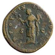 Sestertius - Marcus Aurelius TR POT XIX IMP II COS III S C; Felicitas, Rome, 164-165 reverse image