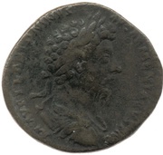 Sestertius - Marcus Aurelius TR POT XIX IMP II COS III S C; Felicitas obverse image