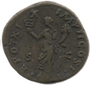 Sestertius - Marcus Aurelius TR POT XIX IMP II COS III S C; Felicitas, Rome, 164-165 reverse image