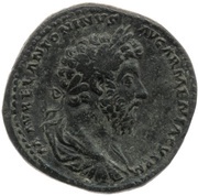 Sestertius - Marcus Aurelius TR POT XIX IMP II COS III S C obverse image