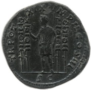 Sestertius - Marcus Aurelius TR POT XIX IMP II COS III S C, Rome, 164-165 reverse image