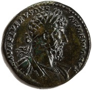 Sestertius - Lucius Verus TR POT V IMP II COS II S C; Roma and Victory obverse image