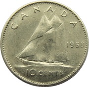 10 Cents - Elizabeth II 2nd portrait; Philadelphia mint, Canada, 1968 reverse image