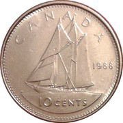 10 Cents - Elizabeth II 2nd portrait, Canada, 1969-1989 reverse image