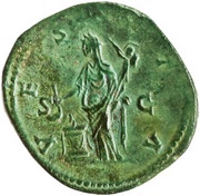 Sestertius - Lucilla VESTA S C; Vesta, Rome, 164-169 reverse image