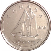 10 Cents - Elizabeth II 3rd portrait, Canada, 1990-2000 reverse image