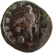 Sestertius - Marcus Aurelius TR POT XX IMP III COS III S C; Providentia, Rome, 165-166 reverse image