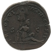 Sestertius - Lucius Verus TR POT VI IMP III COS II S C, Rome, 165-166 reverse image