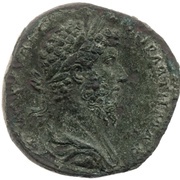 Sestertius - Lucius Verus VICT AVG TR P VI COS II S C; Victory obverse image