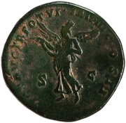 Sestertius - Lucius Verus VICT AVG TR POT VI IMP III COS II S C; Victory, Rome, 165-166 reverse image